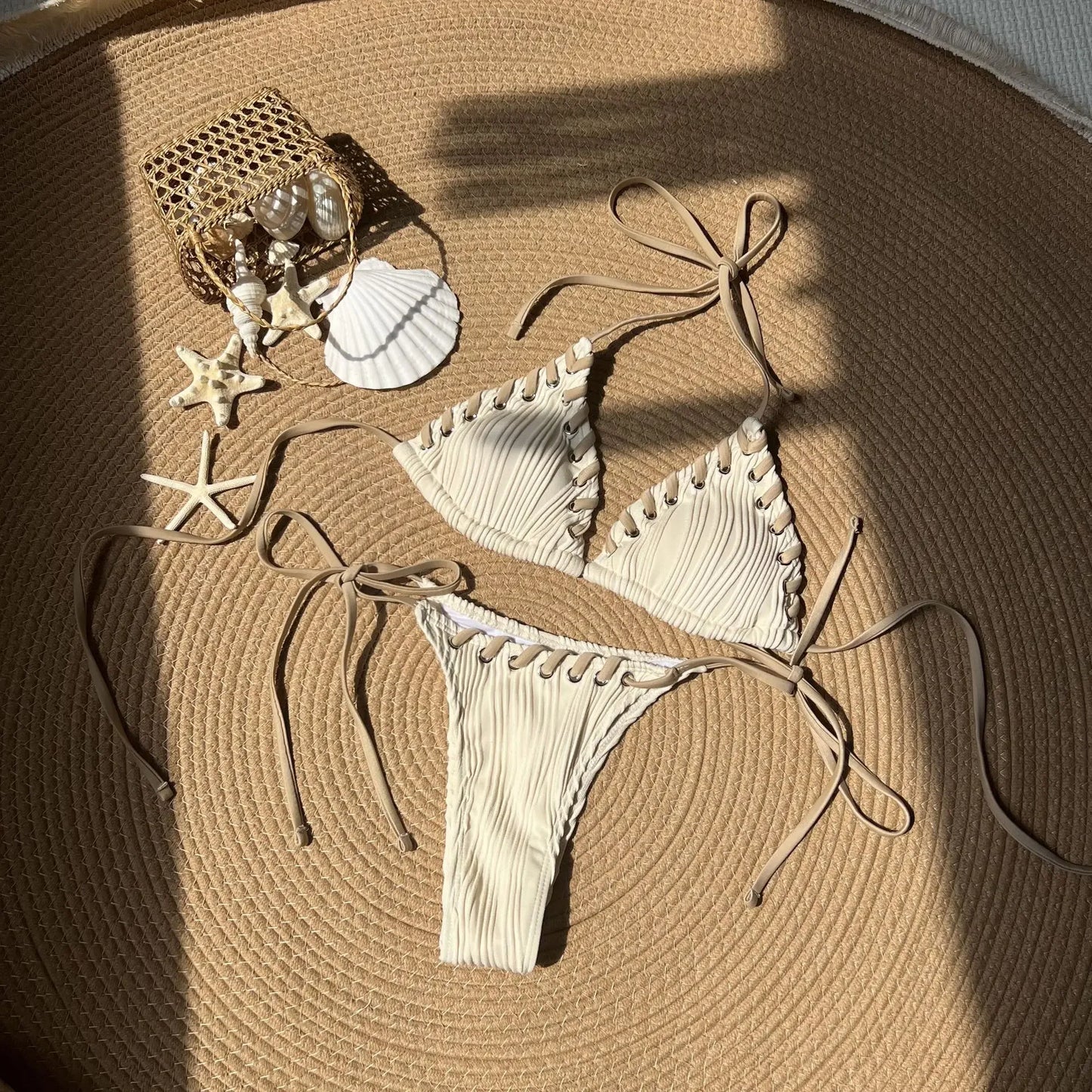 ביקיני קרם שזור – סול מארה ☀️🤍